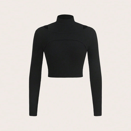 Damen Crop- Hochgeschlossen Cut-Out-Design Eveloria - Eveloria
