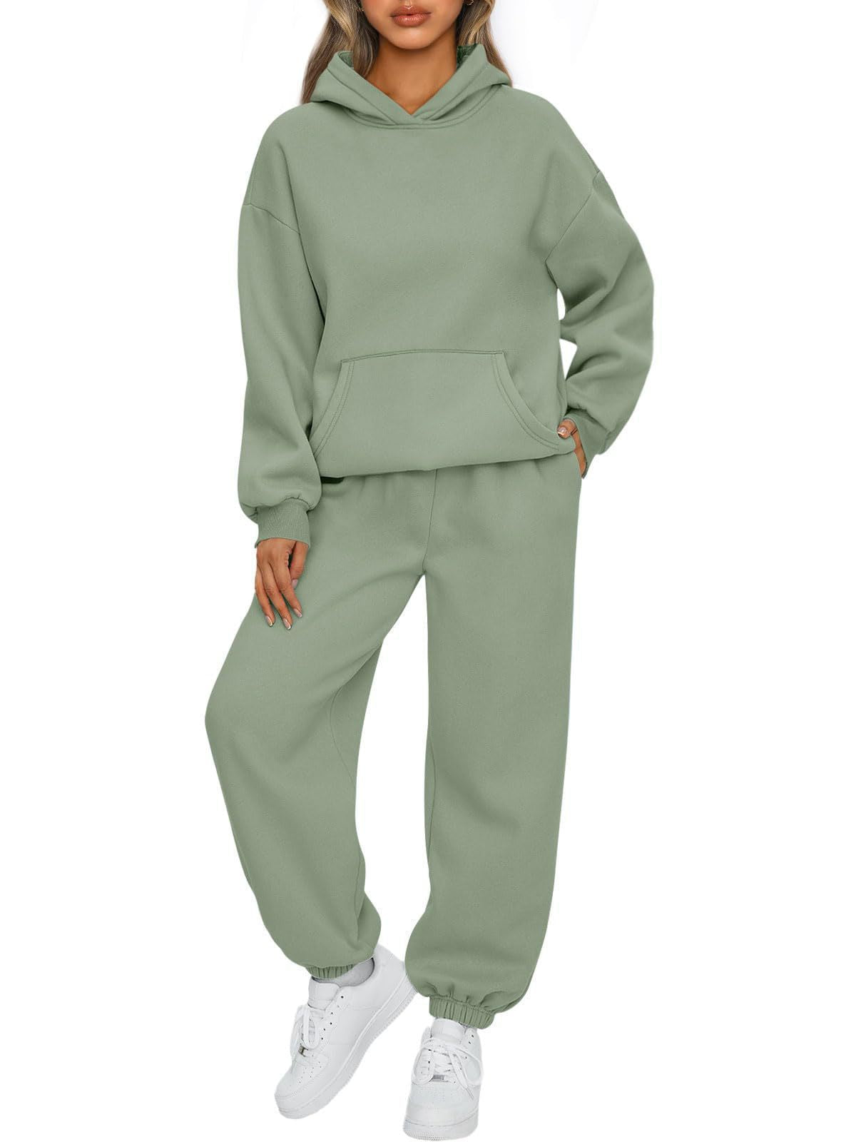 Damen Sportanzug Hoodie Jogginghosen Baumwolle Beige