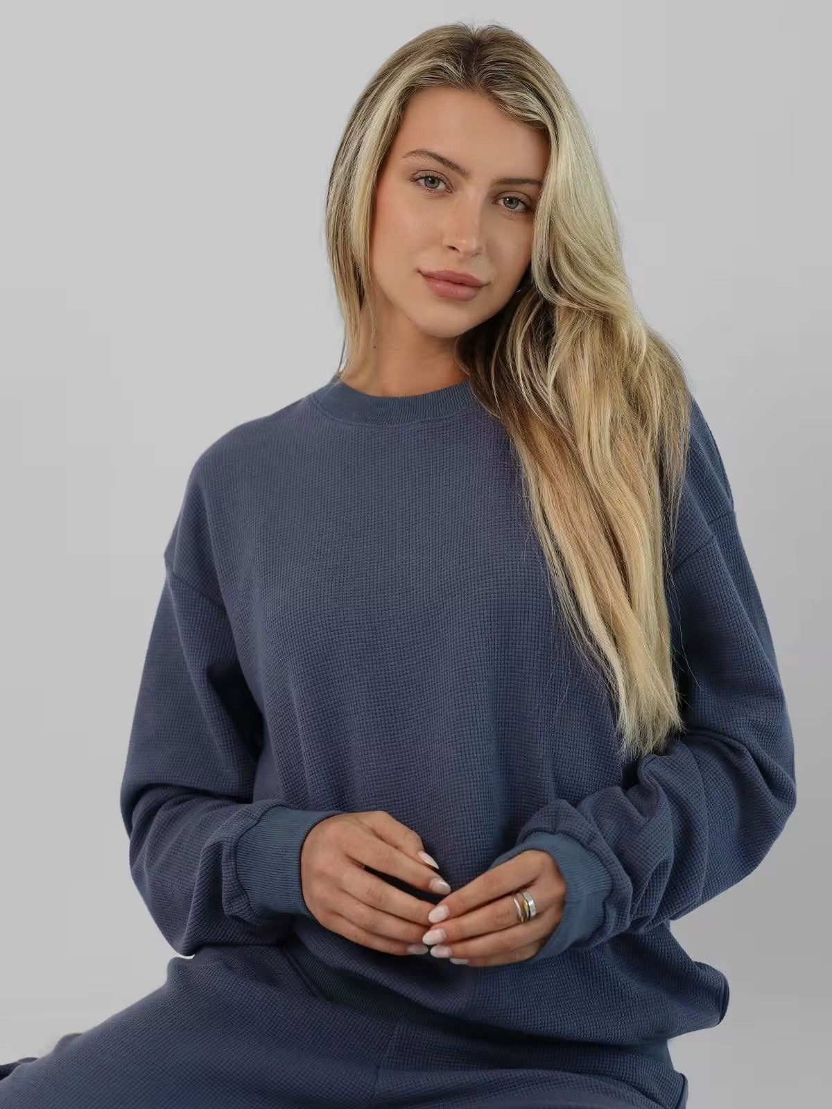 Damen Freizeit-Set Waffelstruktur Bequem Eveloria