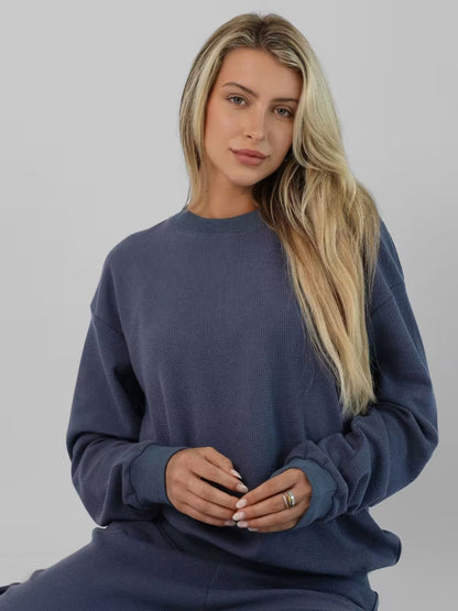 Damen Freizeit-Set Waffelstruktur Bequem Eveloria