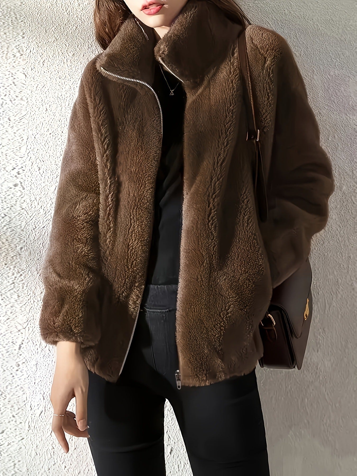 Damen Fleecejacke Hochkragen Reißverschluss Eveloria