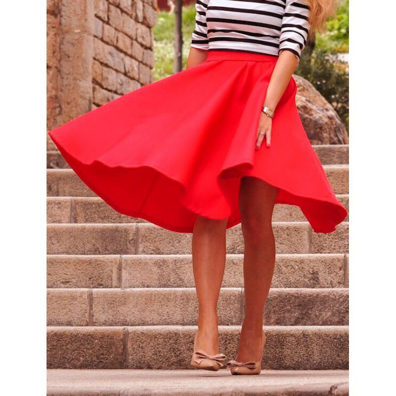 Damen Midi-Rock Elegant Schwingender Saum Eveloria
