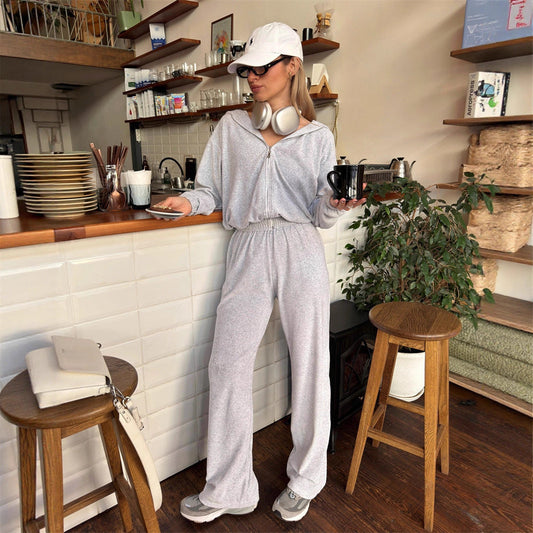 Damen Cropped Sweatshirt Set mit hoher Jogginghose Schwarz - Eveloria