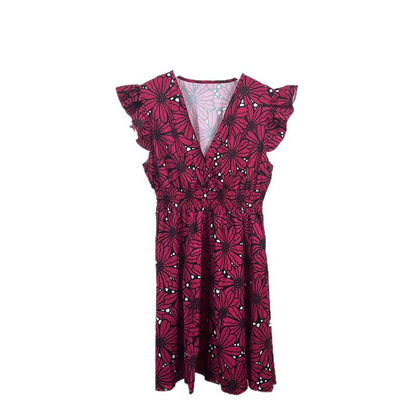Damen Blumenkleid Elegantes Rüschenkleid mit schwingendem Saum