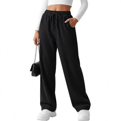 Damen Rippstrick-Hose Breit mit Kordelzug Eveloria