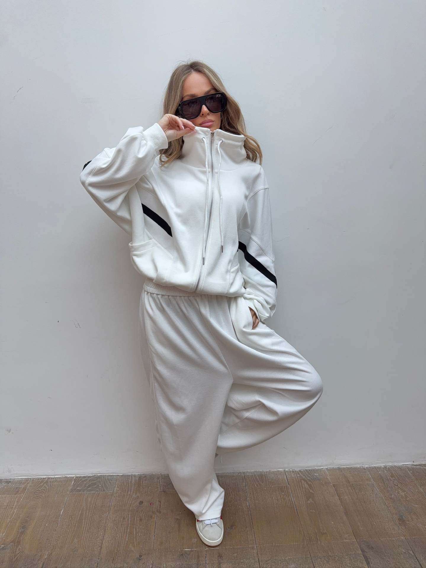 Damen Sweatshirt Jogginganzug Weite Kapuze Grau