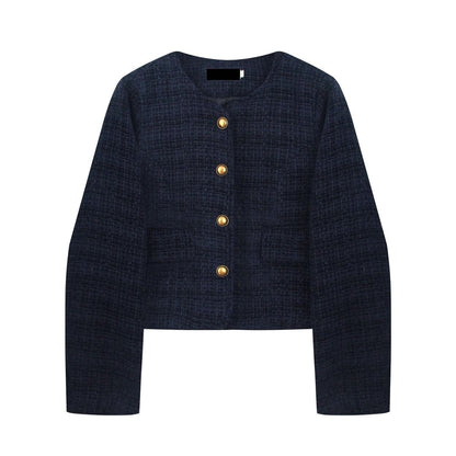 Damen Cropped Blazer Golden Knöpfe Eveloria