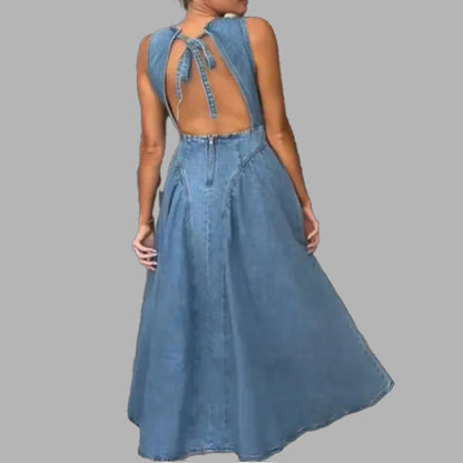 Damen Maxikleid Jeans A-Linie Moderner Schnitt Eveloria