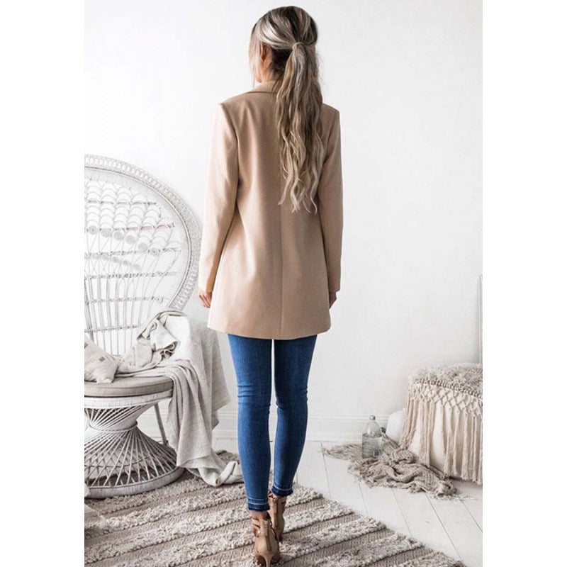 Damen Blazer Elegant Langer Revers Eveloria