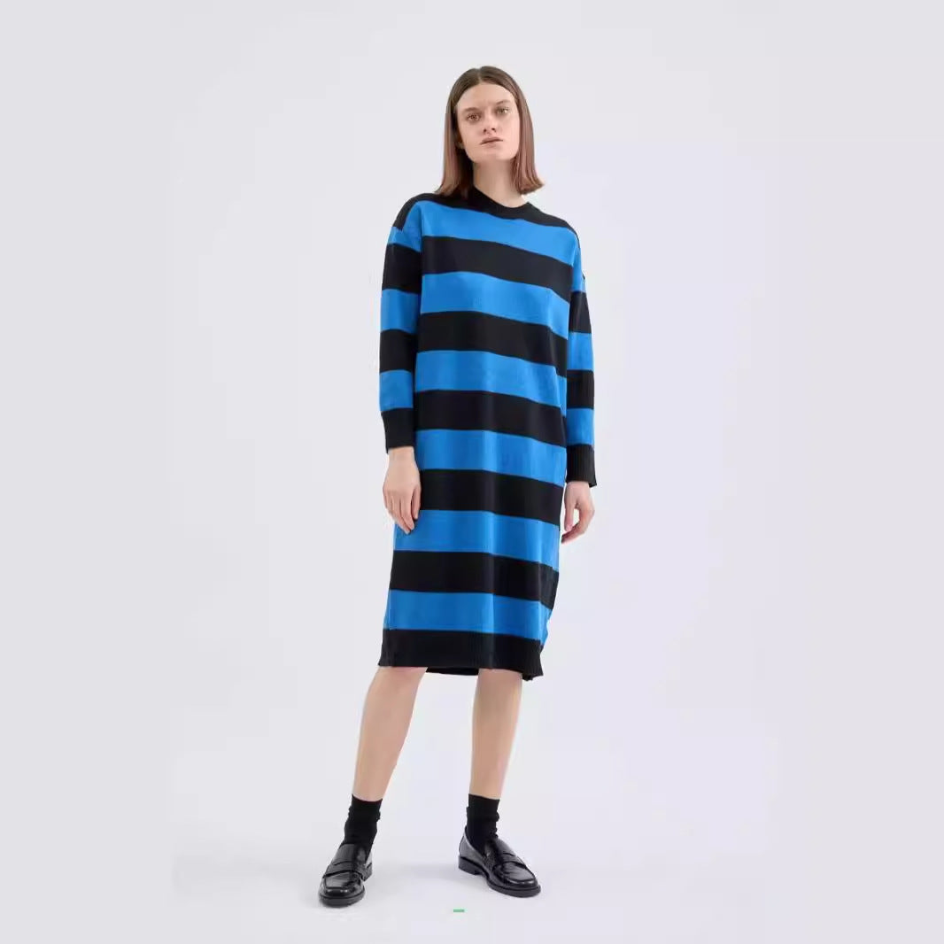 Damen Strickkleid Blockstreifenmuster Lässiger Schnitt - Eveloria