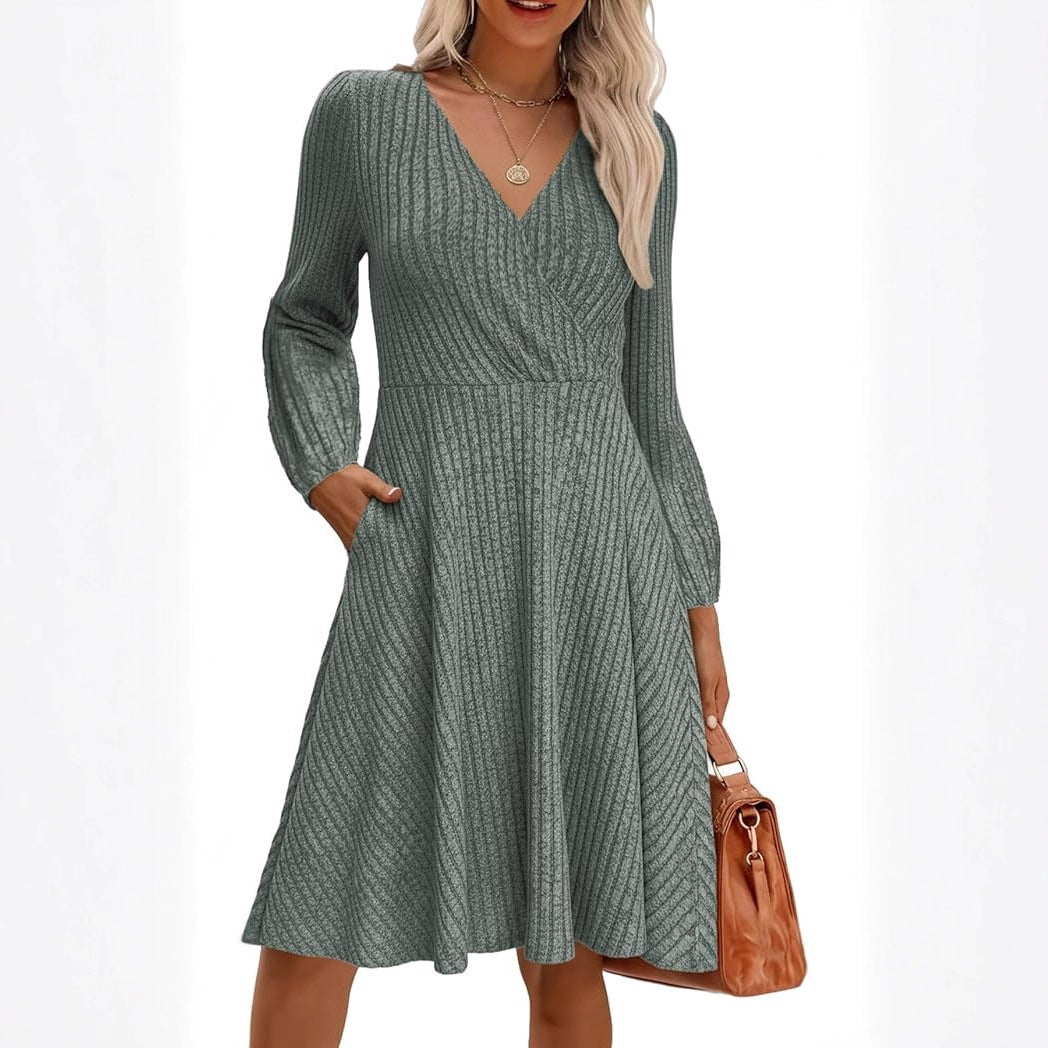Damen Minikleid Viskose Strukturiert Voluminöse Ärmel Eveloria