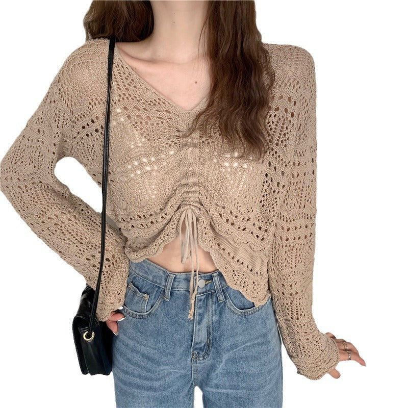 Damen Strickpullover Luftiger Drop-Shoulder-Design Beige