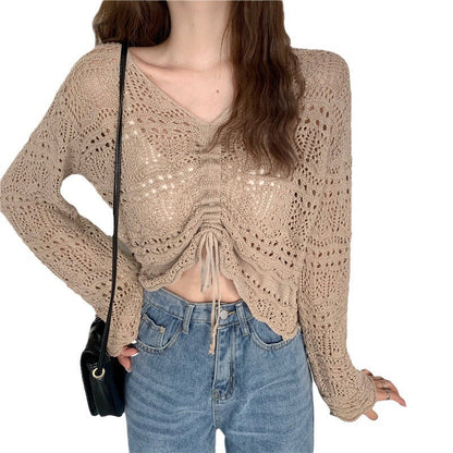Damen Strickpullover Luftiger Drop-Shoulder-Design Beige