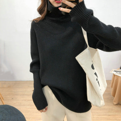Damen Rollkragenpullover Feinrippstrick Warm Eveloria