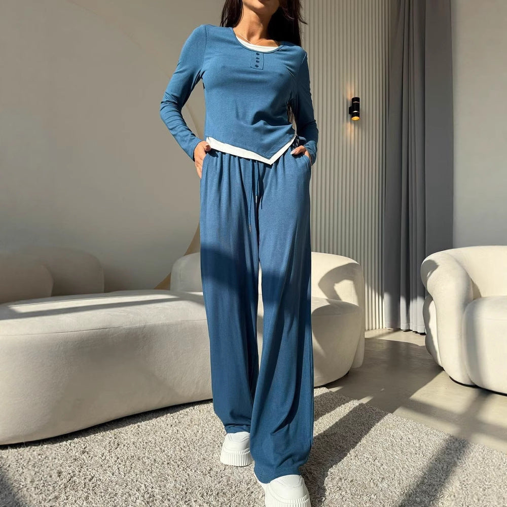 Damen Freizeitsuit Langarmoberteil und lockere Hose Eveloria