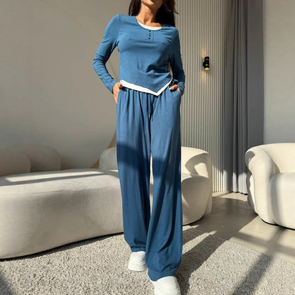 Damen Freizeitsuit Langarmoberteil und lockere Hose Eveloria