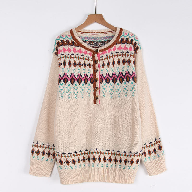 Damen Strickpullover Norwegermuster Bunt Eveloria - Eveloria