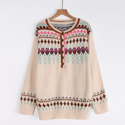 Damen Strickpullover Norwegermuster Bunt Eveloria - Eveloria