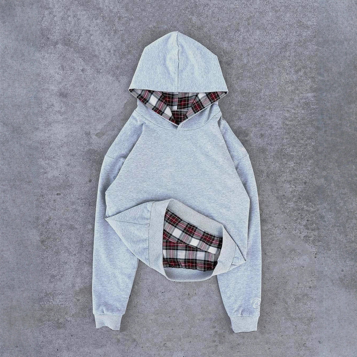 Damen Kapuzenpullover Gesteppt Kontrastkaromuster Schwarz - Eveloria