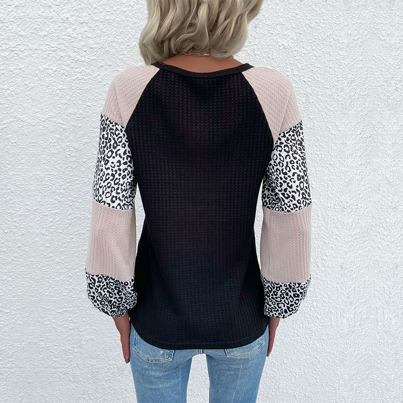 Damen Oberteil Tierdruck Puffärmel Eveloria