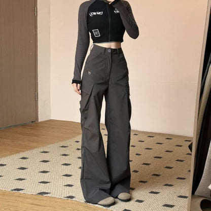 Damen Cargo-Hose Weites Bein Praktische Taschen Eveloria