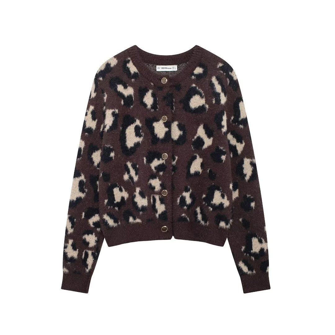 Damen Leopardenpulli Kuscheliger Pullover Eveloria