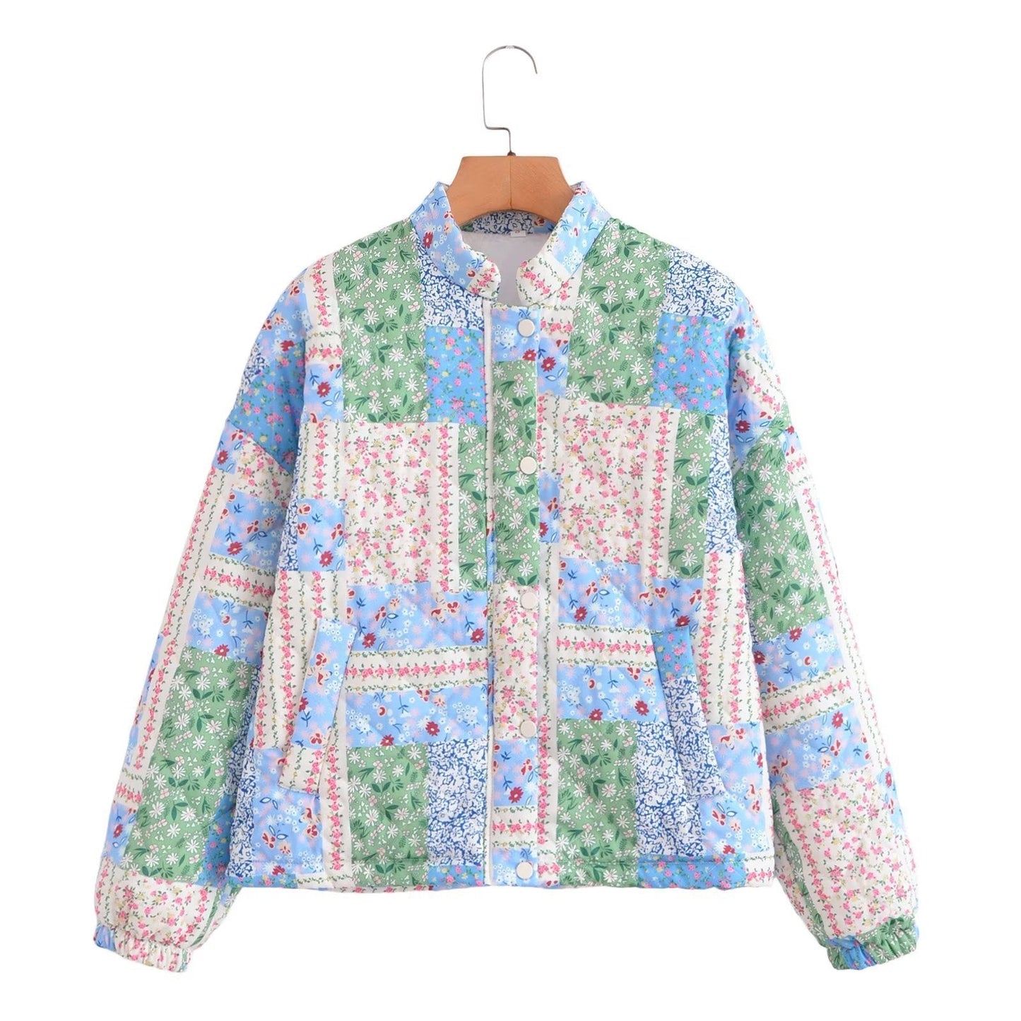Damen Steppjacke Patchwork mit Taschen Eveloria