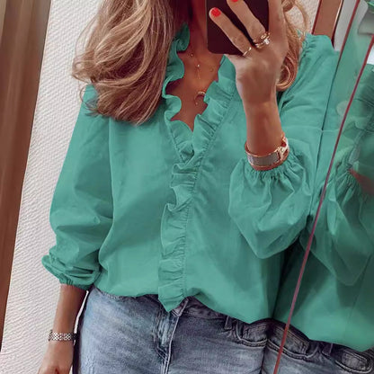 Damen Bluse Rüschendetail Elegantes Oberteil