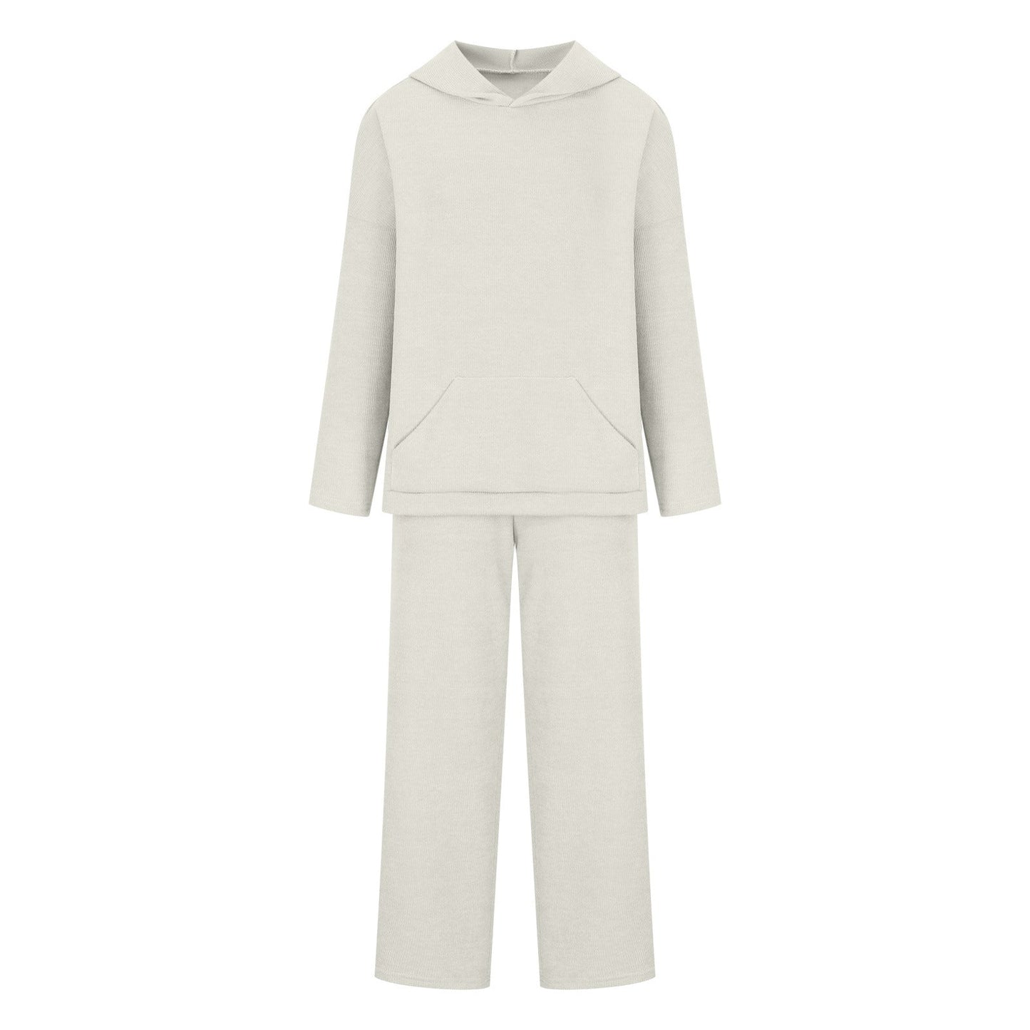 Damen Lounge-Set mit Kapuze und Hose Baumwolle Bequem Grau
