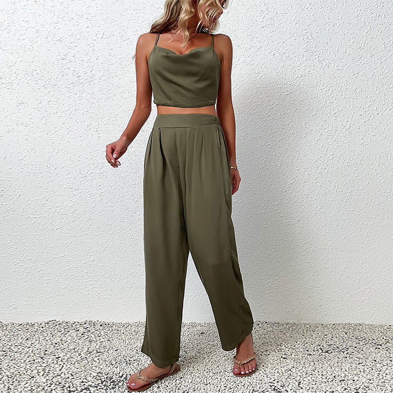Damen Jumpsuit Weiter Schnitt Hoher Bund Eveloria