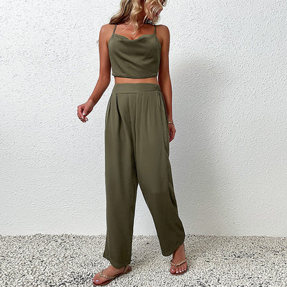 Damen Jumpsuit Weiter Schnitt Hoher Bund Eveloria