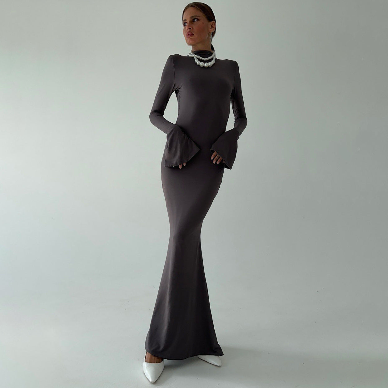 Damen Abendkleid Langärmlig Figurbetont Eveloria