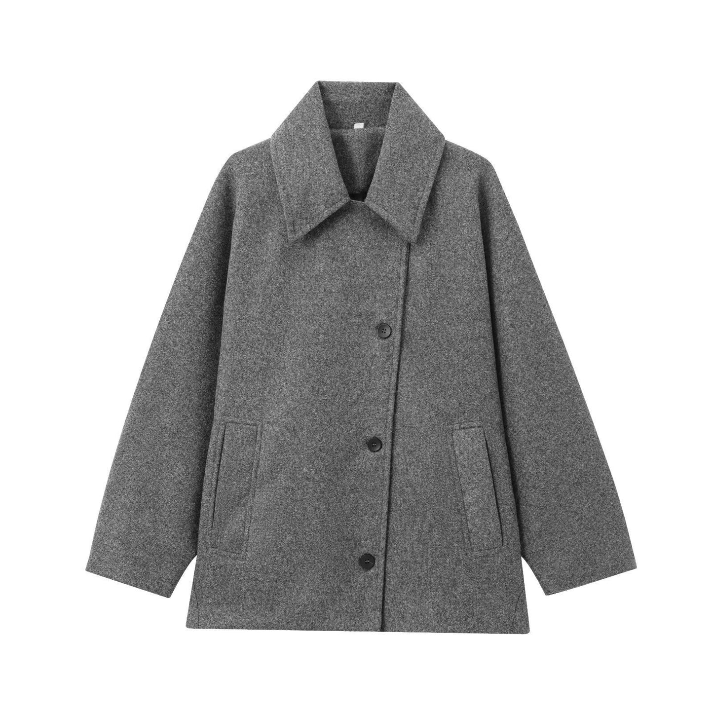 Damen Oversized Mantel Hüftlänge Weiter Reverskragen Beige