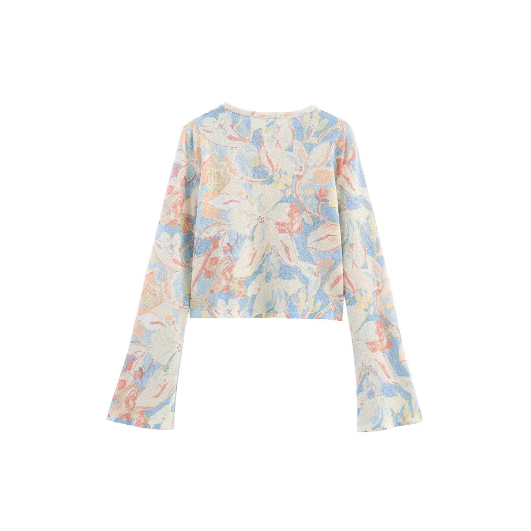 Damen Baumwollcardigan Floralmuster Eveloria