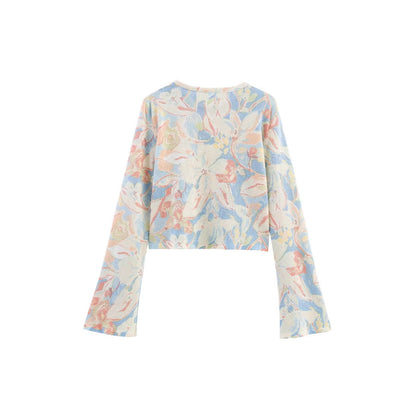 Damen Baumwollcardigan Floralmuster Eveloria