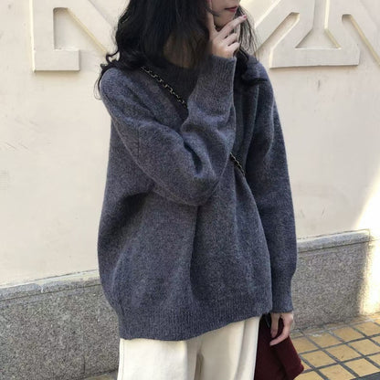 Damen Strickpullover Oversized Rippdetails Beige