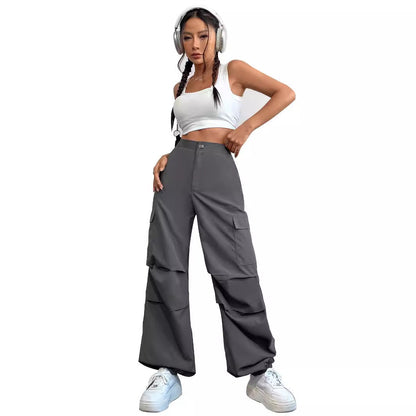 Damen Cargo-Hose Hochbund Seitentaschen Eveloria