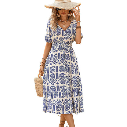 Damen Maxikleid Floralmuster Eleganter Schnitt