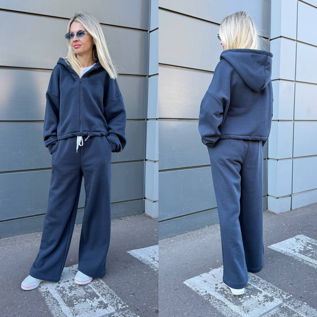 Damen Sportliches Lounge-Set Hoodie Weite Passform Eveloria