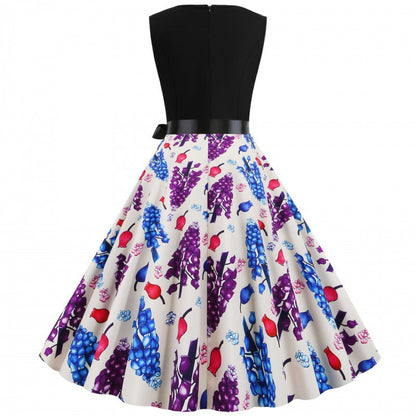Damen Swingkleid Floralmuster Taillengürtel