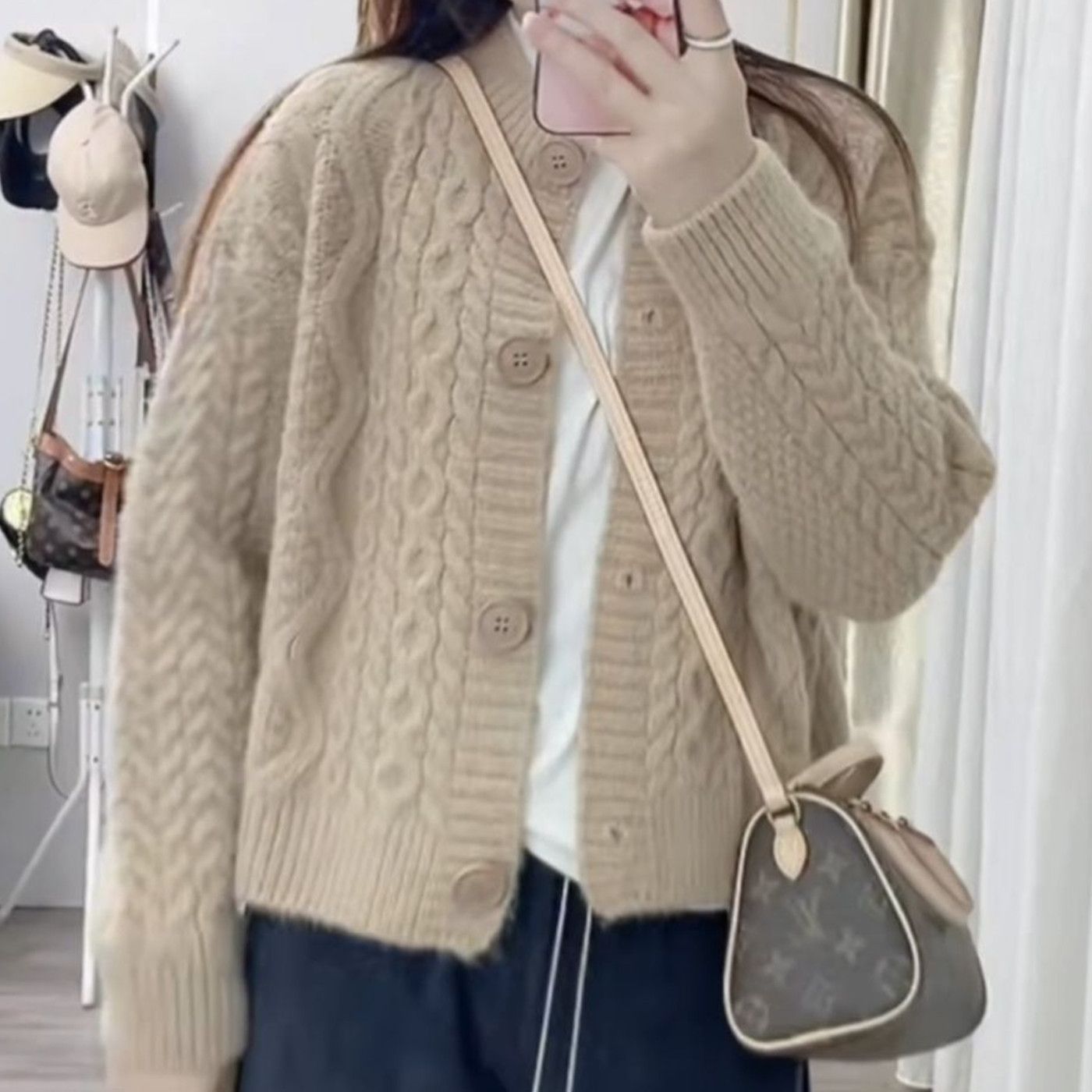 Damen Strickjacke Zopfmuster Kuschelig Eveloria