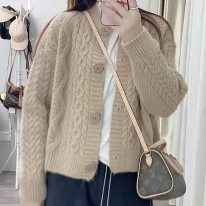 Damen Strickjacke Zopfmuster Kuschelig Eveloria