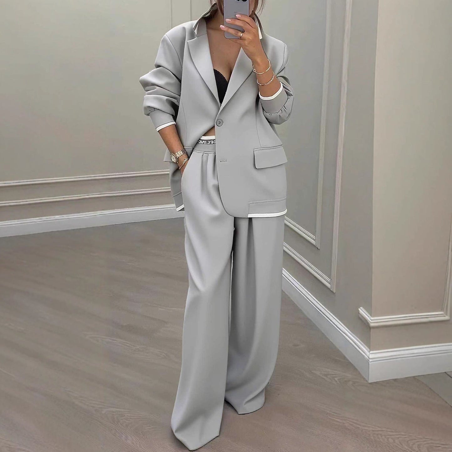 Damen Blazer-Hose-Set Weiter Schnitt Modern Eveloria