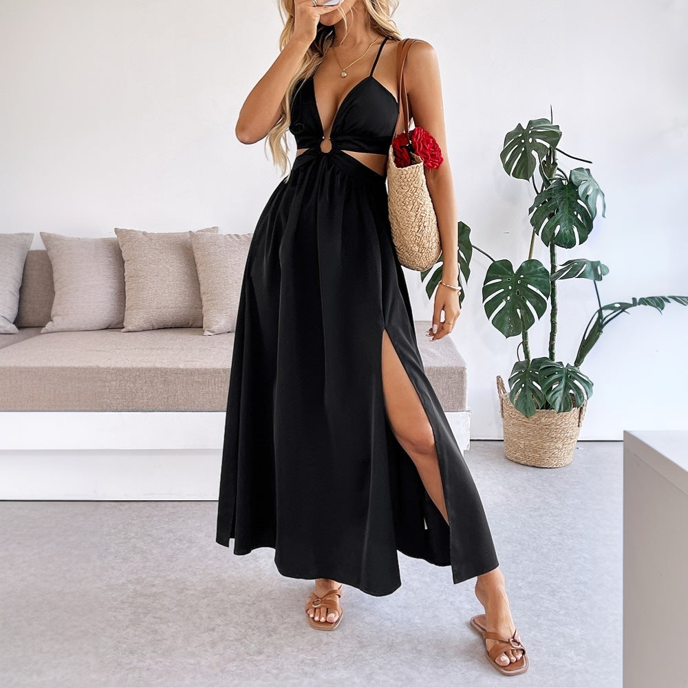Damen Maxikleid Abnehmbare Träger Cut-Out-Details Eveloria