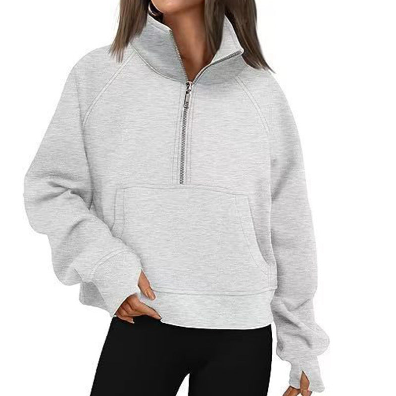 Damen Hoodie Sportlich Hoher Kragen Eveloria
