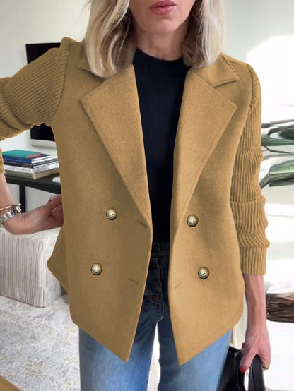 Damen Oversized Blazer Doppelter Knopfleiste Strukturierte Ärmel