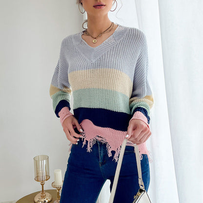 Damen Strickpullover Lässig Französischer Saum - Eveloria