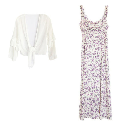 Damen Maxikleid Flora Wickel Detail Lang