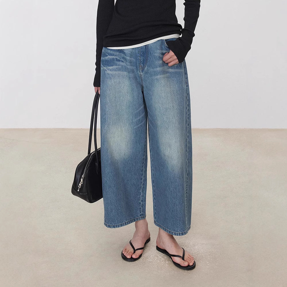 Damen Weite Jeans Hochbund Eveloria