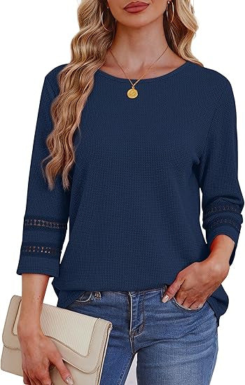 Damen Longsleeve-Oberteil Spitzen-Details Eveloria